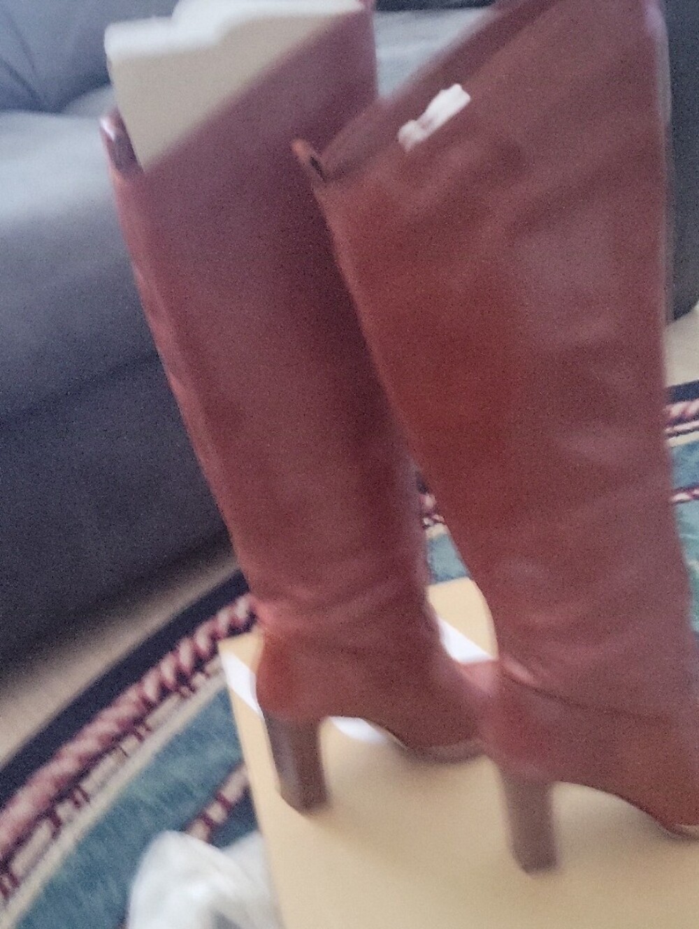 Zara Tall Leather Knee-High Boots in Chestnut Red-Brown - Picture 3 of 5